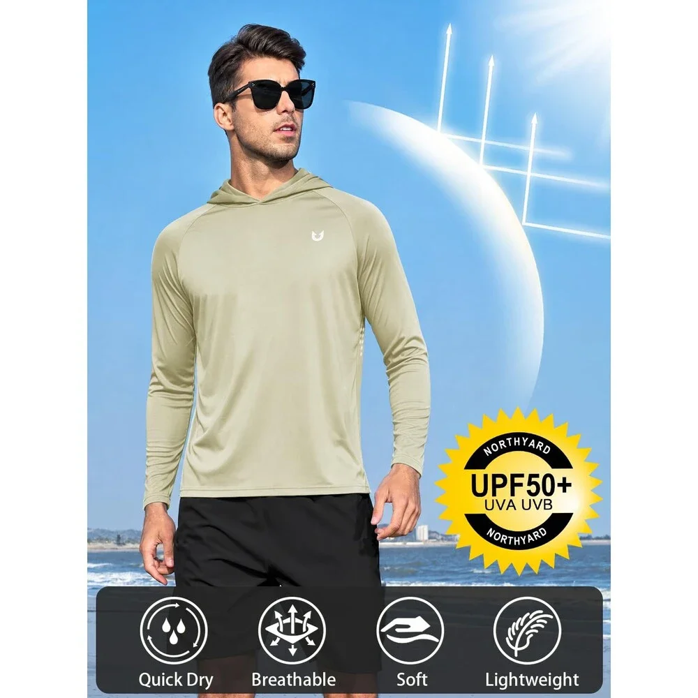 NORTHYARD Men's UPF 50+ Hoodie Shirts Long Sleeve Sun Protection Fishing Swim M